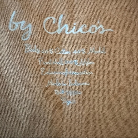 Chico’s Size 2 Embroidered Tank Top | Beige Sleeveless Blouse with Sheer Overlay - Picture 3 of 5